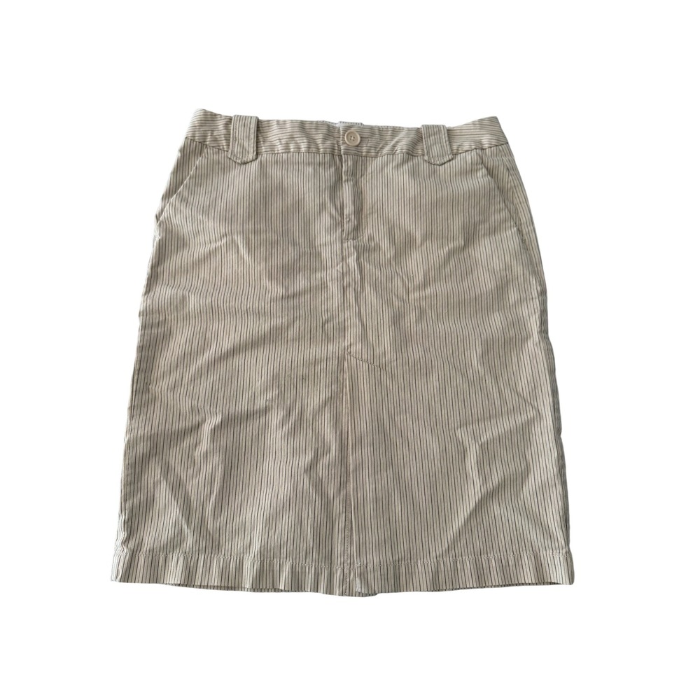 Gap Women Beige Pinstripe Gapstretch Knee Length Pencil Skirt Size 8